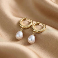 Classic Pearl Drop Huggie Earrings