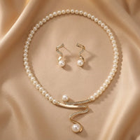 Pearl Serpentine Statement Necklace Set