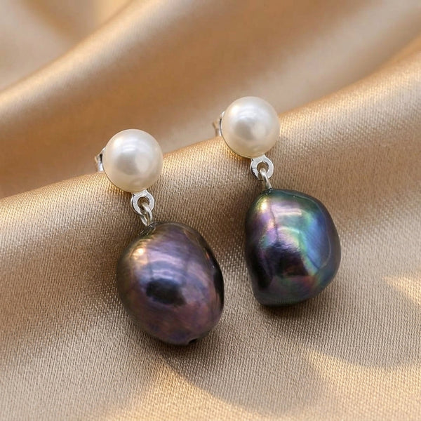 Midnight Baroque Pearl Drop Earrings