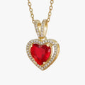 Gold Ruby Heart Pendant Necklace