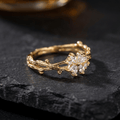 Golden Branch Adjustable Ring