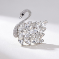 Silver Zirconia Swan Brooch
