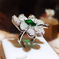 Emerald Flower Adjustable Ring