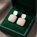 Beaded Pearl Cluster Earrings
