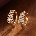 Inlaid Zirconia Leaf Earrings