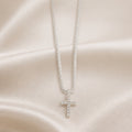 Sparkling White Gold Cubic Zirconia Cross Necklace