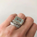 Vintage Silver and Turquoise Glass Ring Set
