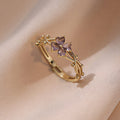 Amethyst Flower Adjustable Ring