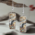 Sophisticated Marble Flow Rectangular Earrings