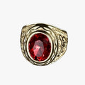 Gold Ruby Engraved Ring