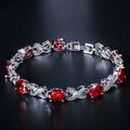 Silver Ruby Chain Link Bracelet