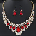 Gold Ruby Teardrop Jewellery Set