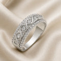 White Gold Double-Row Zirconia Ring
