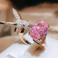 Adjustable Hummingbird Gemstone Ring – Zircon, 14K Gold-Plated