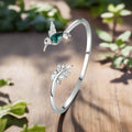 Adjustable Hummingbird Ring with Rhinestone Diamond Detail