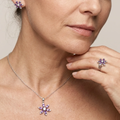 Amethyst Flower Jewellery Set | White Gold