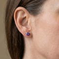 Amethyst Round Stud Earrings | White Gold