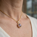 Amethyst Square Pavé Necklace | Gold