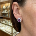 Amethyst Square Pavé Stud Earrings | White Gold