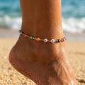 Ankle Chain with Multicoloured Evil Eye in Gold