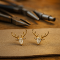 Antler Earrings with Clear Zirconia
