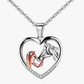 Beautiful Heart Zircon Girl and Horse Necklace