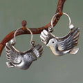 Boho Bird-Inspired Silver-Tone Dangle Earrings