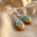 Blue and Orange Gemstone Drop Earrings