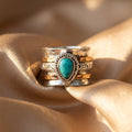 Antique Gold and Silver Ring with Turquoise Inlay