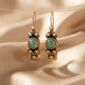Classic Silver Mint Cabochon Pearl Hoop Earrings