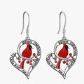 Cardinal Memorial Earrings – “When Cardinals Appear, Angels Are Near” Heart Drop Design