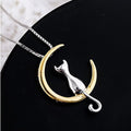Crescent and Cat Elegant Necklace