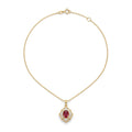 Gold Ruby Floral Pendant Necklace