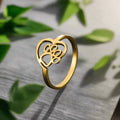 Gold-Tone Paw & Heart Ring – Stainless Steel Jewellery for Pet Lovers