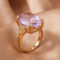 Minimalist Oval Purple Stone Charm Rings