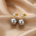 Elegant Black Pearl Zirconia Earrings