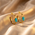 Golden Turquoise Oval Hoop Earrings
