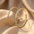 Antique Gold Circle Opal Earrings