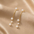Pearl Chain Trio Drop Earrings
