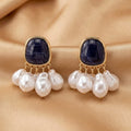 Midnight Pearl Fringe Statement Stud Earrings
