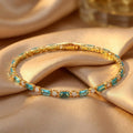 Gold Zircon and Turquoise Stone Bracelet