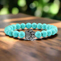 Beaded Paw Bracelet with Natural Stone Design