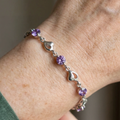 Amethyst Heart Charm Bracelet | White Gold