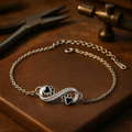 Infinite Symbol Pendant with Pet Paw and Zirconia Bracelet
