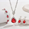 Silver Ruby Teardrop Jewellery Set