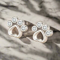 Paw Stud Earrings in Sterling Silver with Sparkling Zirconia