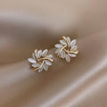 White Opal Flower Earrings