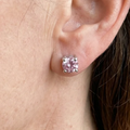 Pink Sapphire Round Stud Earrings | White Gold