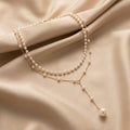 Pearl Y-Chain Layered Necklace