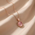 Pink Round Gemstone Pendant Necklace